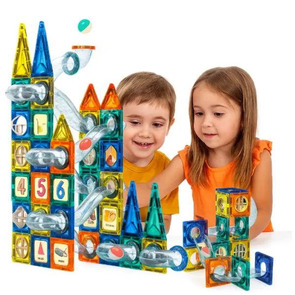 Brinquedo Infantil Educativo Jogo Bloco Magnético 97 Pçs