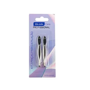Kit 2 Pinças Para Depilação Aço Carbono Reta Cromado São João Care KIT 2 PINCAS P/DEPILACAO ACO CARBONO RET