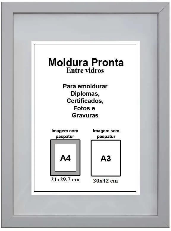 Moldura Pronta Gf Serrano Entre Vidro 30X42 Branco