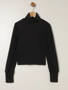 Blusão Tricot Cropped juvenil Para Menina - PRETO 18