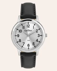 Relógio Masculino Avulso Condor Analógico com Pulseira de Couro Preto UN