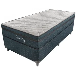 Conjunto Box de Solteiro, Euro Pillow, Mola, Espuma D28, 88X188cm - Montreal Bossa Nova Blue Cama Box de Solteiro, Euro Pillow, Mola, Espuma D28, 88X188cm - Montreal Bossa Nova Blue