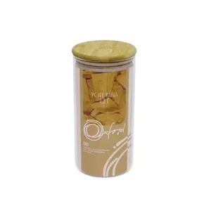 Pote Bahia Em Vidro Borosilicato 1,2 L Com Tampa de Bambu