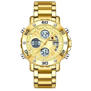 Relógio Digital Masculino De Quartzo Esportivo Militar Em Aço Inoxidavel Impermeavel Dourado