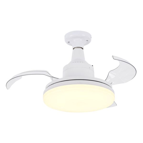 Ventilador De Teto Retrátil Com Luminária Led 3 Em 1 Com Soquete E27 40Cm Branco Aliseu