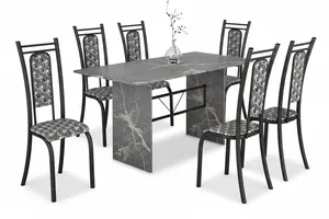 Conjunto de Mesa Paris 1,40m com 6 Cadeiras Martelado Grafite - Teixeira
