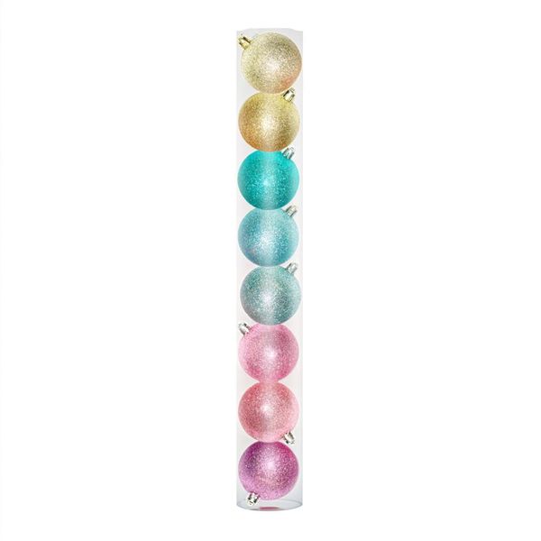 Bolinhas de Natal Coloridas Pastel Arco Iris Rainbow Brilhante Glitter 6 cm Enfeites Decoração Natalinas pra Arvore