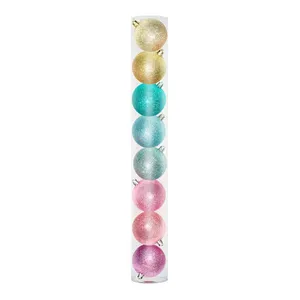 Bolinhas de Natal Coloridas Pastel Arco Iris Rainbow Brilhante Glitter 6 cm Enfeites Decoração Natalinas pra Arvore