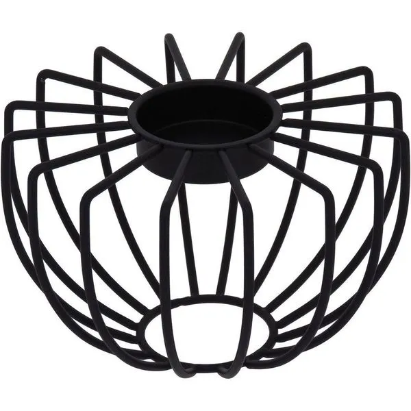 Castiçal Metal 10x17x17cm Preto