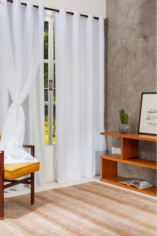 Cortina Marka Textil Lava Fácil Colors Duo Ilhos Branco 2,70x1,70m