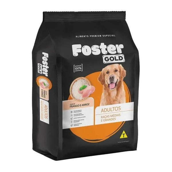Ração Foster Gold Adultos Frango e Arroz Raças Médias e Grandes 2kg