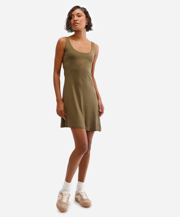 vestido básico feminino de viscose - verde escuro GG
