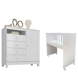 Mini Berço Moisés Alegria Com Colchão E Cômoda Infantil Ternura Baby Branco Flex - Incorplac
