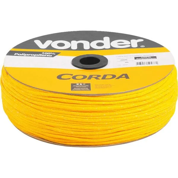 Corda Multifilamento Trançada 6mm x 165m Amarela - VONDER