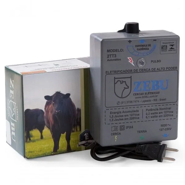 Eletrificador de Cercas Elétricas 2TT3 1969-0 para Pequenas Propriedades Bivolt com Raio de 2500m Zebu Eletrificador de Cercas Elétricas 2TT3 1969-0 para Pequenas Propriedades Bivolt Zebu
