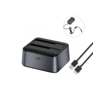 Doca USB 3.0 - 2.5 / 3.5 pol - SSK DK109 (Duas baias, até 32TB, 5Gbps)