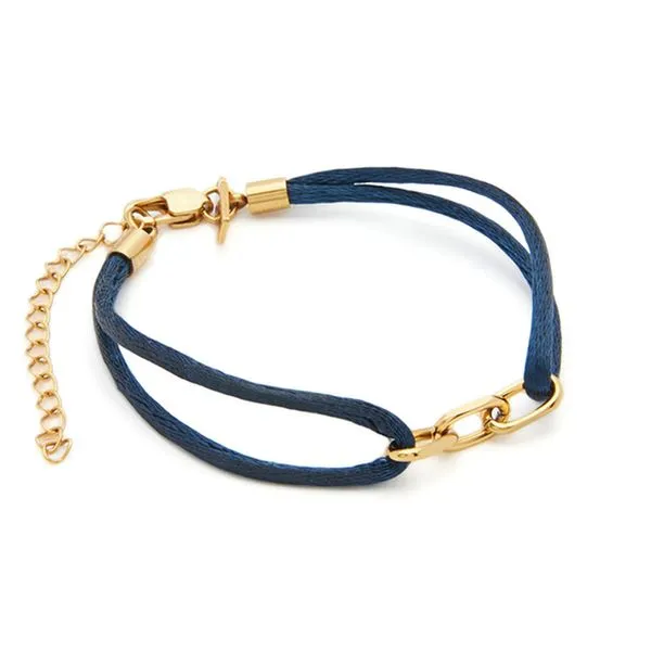 Pulseira Matiz Pétala Azul Marinho e Aço Azul Marinho Ajustável