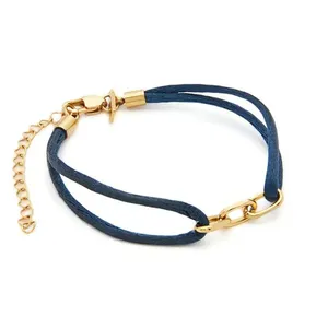 Pulseira Matiz Pétala Azul Marinho e Aço Azul Marinho Ajustável