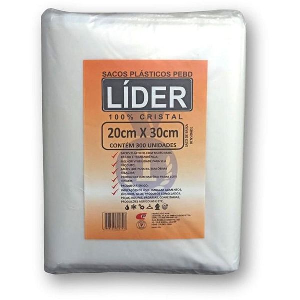 Saco Plástico PEBD 20x30cm Espessura 0,06MM Pacote com 300 Unidades Transparente Central Plast Saco Plástico PEBD 20x30cm 0,06MM 300 Unidades Transparente Central Plast