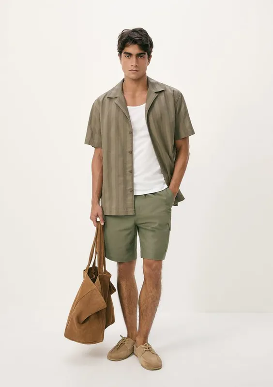 Shorts Masculino Tecido Empapelado - Verde XG