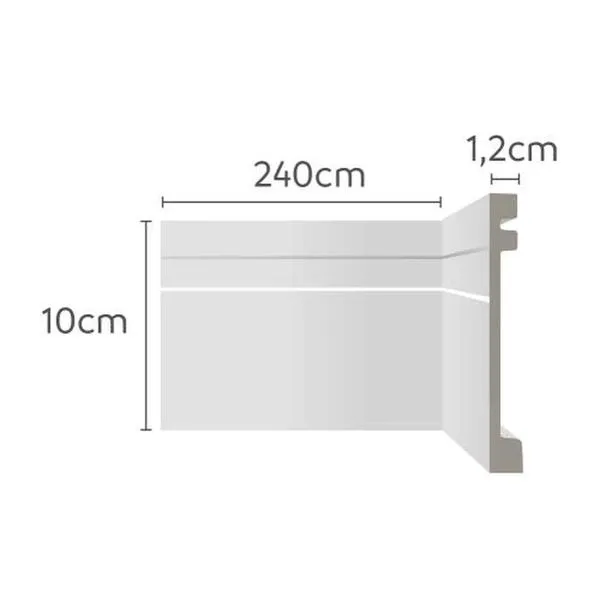Rodapé Ecopremium para Acabamento de Ambientes com Altura 10CM e Comprimento 2,40M Branco Ecomex Rodapé Ecopremium 10CM X 2,40M em PVC de Alta Resistência Branco Ecomex