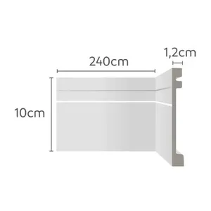 Rodapé Ecopremium para Acabamento de Ambientes com Altura 10CM e Comprimento 2,40M Branco Ecomex Rodapé Ecopremium 10CM X 2,40M em PVC de Alta Resistência Branco Ecomex