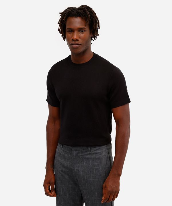 camiseta slim masculina de algodão manga curta preta P