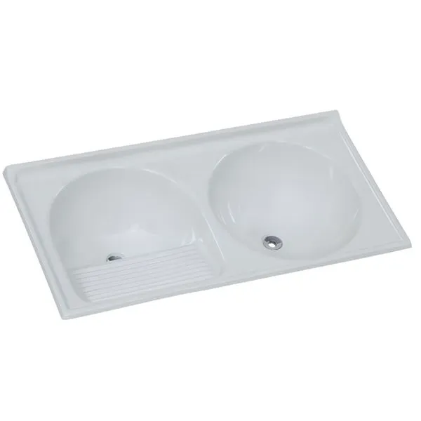 Tanque de Granito Sintético Duplo N°2 110x55cm Branco - 500207 - A.J. RORATO