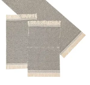 Trilho de Mesa Retangular Diamante Artesanal Teares Preto 47x70cm