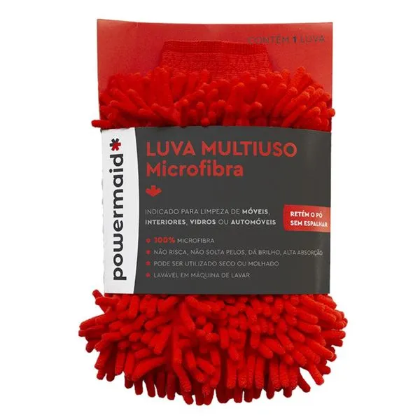 Luva Limpeza Microfibra Chenile Tamanho Único Vermelho - Camesa