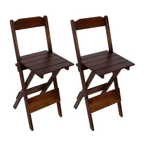 Kit 2 Cadeira Bistrô Dobrável Alta Cadeira Bistro Madeira Maciça 38CM Loja Doce Lar Kit 2 Cadeira Bistrô Dobrável Alta Madeira Maciça 38CM Loja Doce Lar