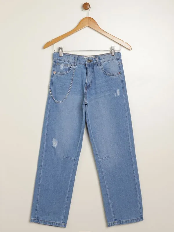 Calça Jeans Barrel Juvenil Para Menina - AZUL 12