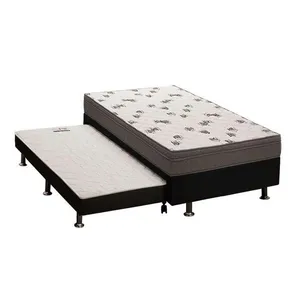Kit Cama Box Solteiro D45 Light Espuma Euro Pillow Preto Ortobom