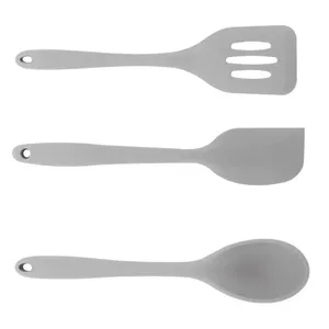 Colher, espátula vazada e espatula de silicone cor cinza 28c