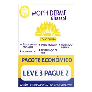 Óleo Corporal De Girassol 100% Moph Derme 3 Unidades 200ml Cada
