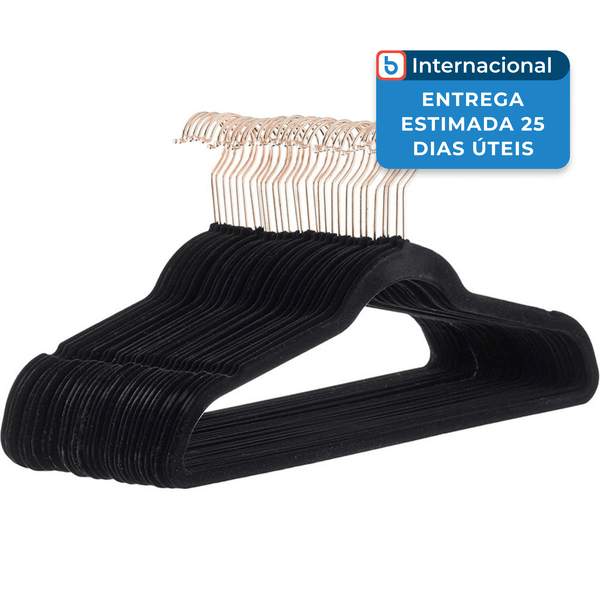 Cabides Amazon Basics Antiderrapantes Com 30 Unidades Preto E Dourado A-MBI