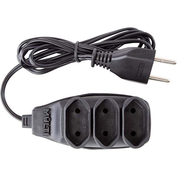 Extensão Preta 3t Bipolar Com 3 Metros 2p 10 Ampères 250vac - 01475 - Multicraft