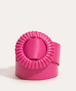cinto largo com fivela redonda rosa 85CM