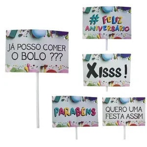 Kit 10 Plaquinhas Divertidas de Aniversário com Frases Papel Triplex 16x24CM Extra Festas Kit 10 Plaquinhas de Aniversário com Frases 16x24CM Extra Festas