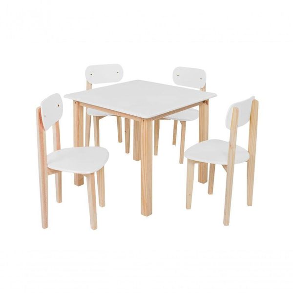 Kit Colore Mesa Com 4 Cadeiras Infantil Branca