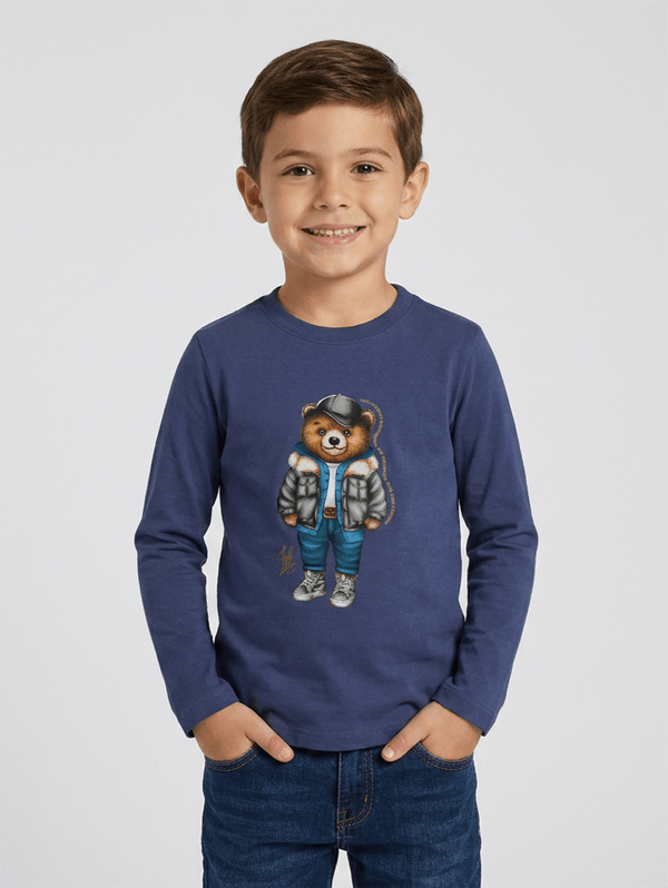 Camiseta Manga Longa Infantil Para Menino- AZUL 6