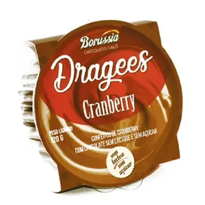 Drágeas Chocolate com Cranberry Zero Açúcar, Zero Lactose Borussia 120g