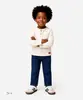 calça reta infantil jeans cós com cordão azul 4