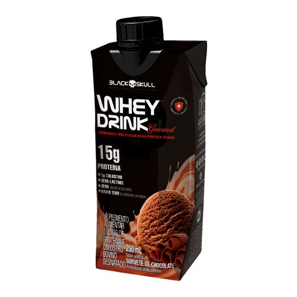 Bebida Láctea Whey Drink Black Skull Sorvete De Chocolate 250ml