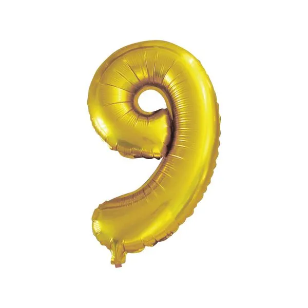 Balão Número 9 Nove 16 Polegadas Dourado - Brdecor