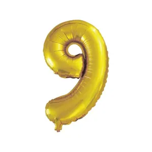 Balão Número 9 Nove 16 Polegadas Dourado - Brdecor