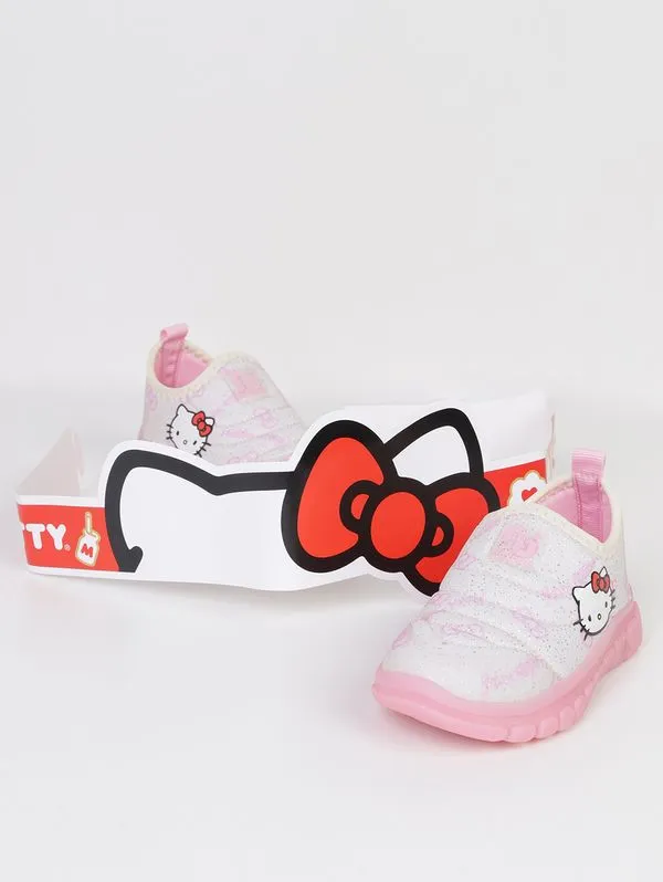 Tênis Hello Kitty Led Novopé Infantil Para Menina- OFF WHITE/ROSA CLARO 26