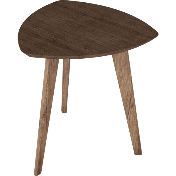 Mesa de Canto em Madeira Pinus, 3 Pés, Acabamento Wood - Maju Linea Brasil Castanho