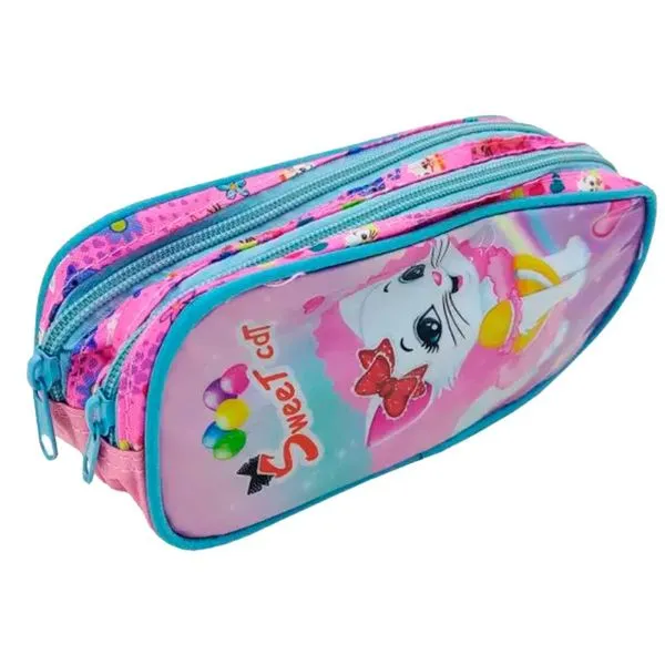 Estojo Duplo Infantil Tegaote Sweet Cat GK13 GE73 (MP)