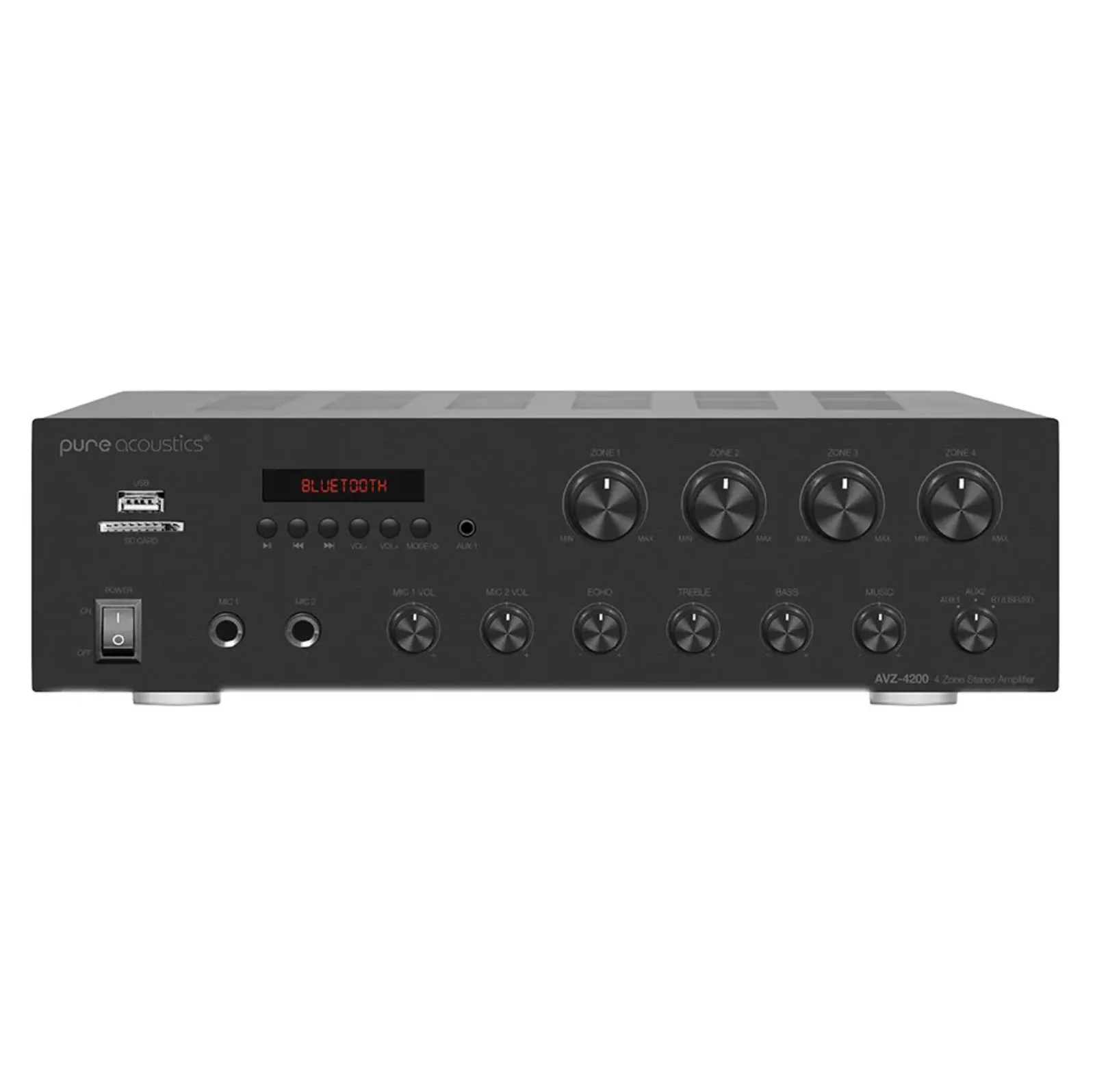 Amplificador Multiroom Pure Acoustics AVZ-4200 - 4 Zonas - Bluetooth - Rádio FM